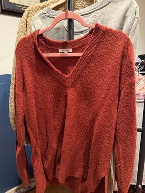 Madewell Burnt Orange V-Neck Sweater
